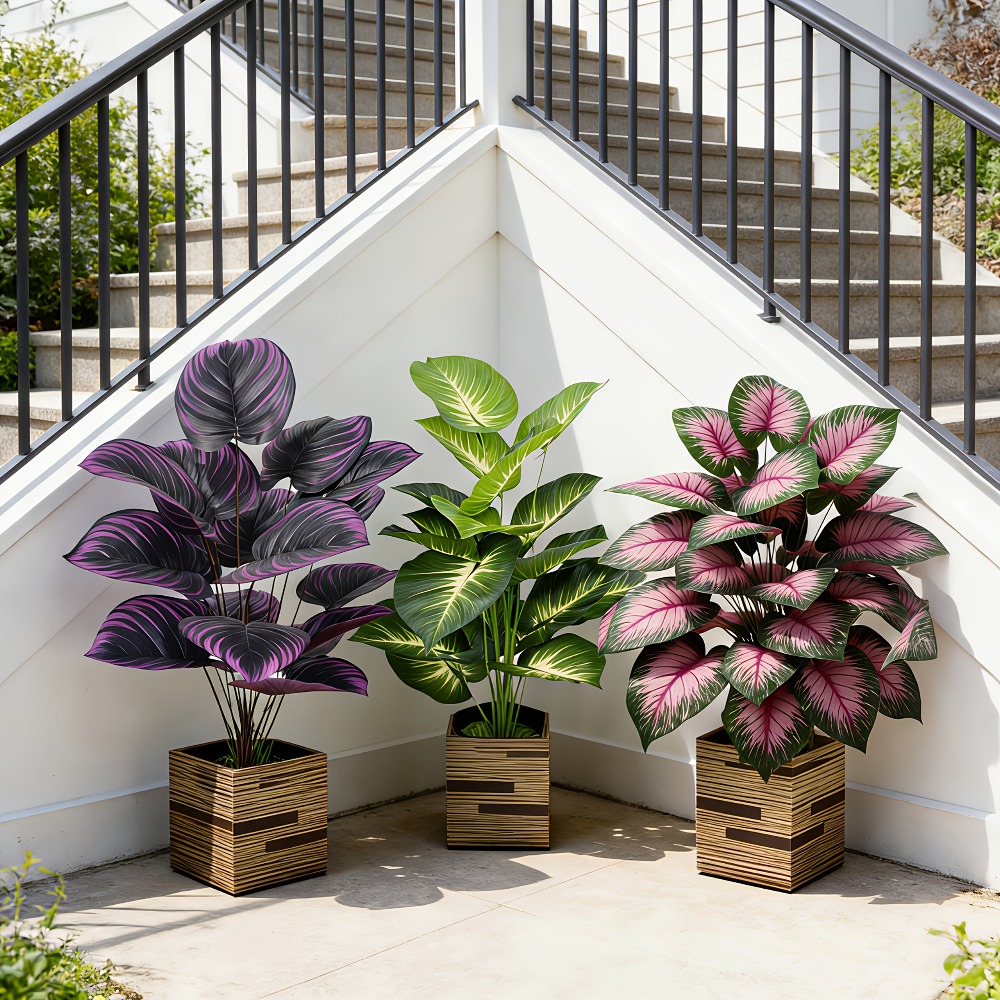 Ficus Lyrata Tree - 3pc Tanaman Artifisial Luar Ruangan Berdaun