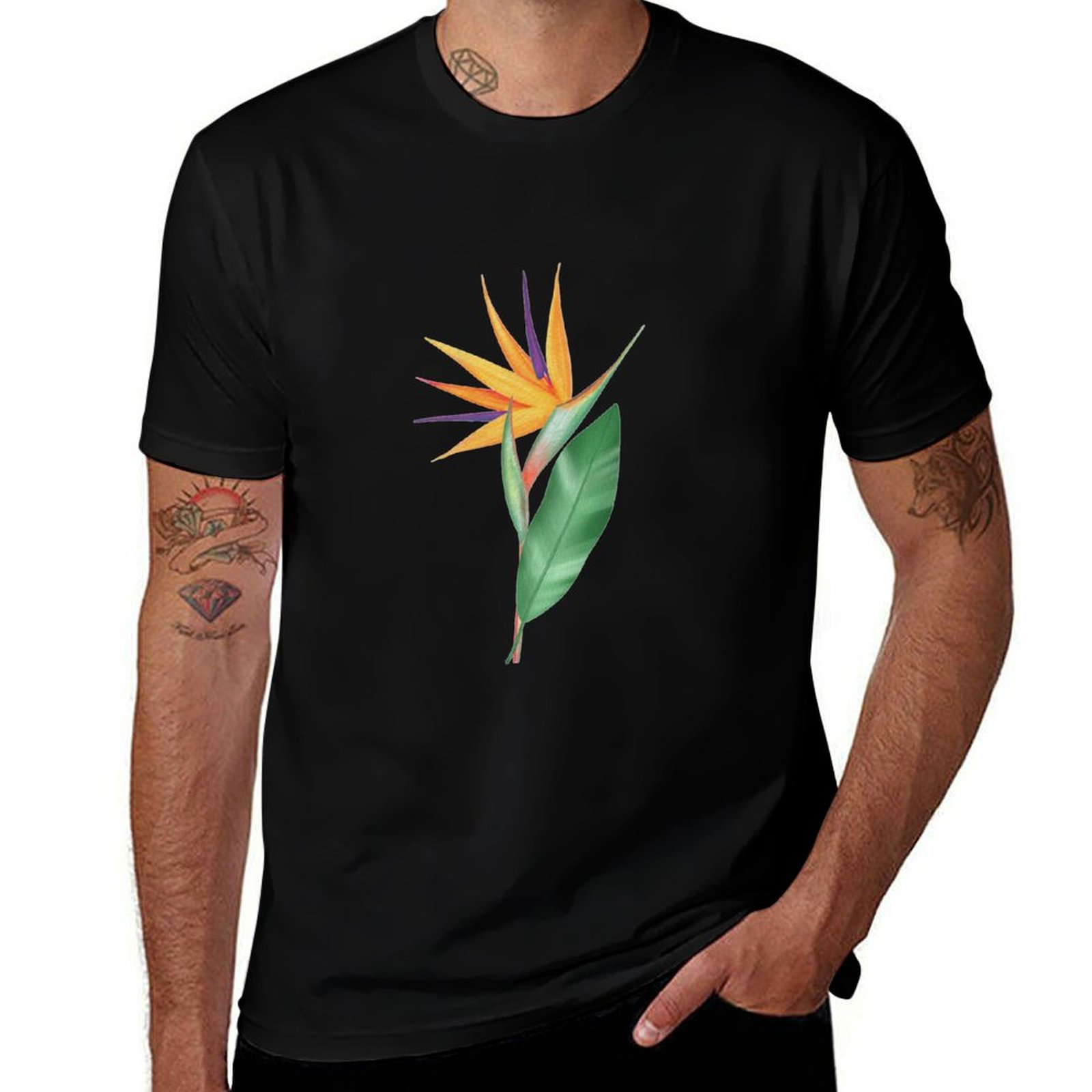 Bird Paradise Strelitzia - Kaos Watercolor Bird of Paradise Flower