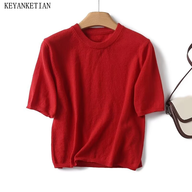 Aglaonema Red - KEYANKETIAN Sweater Crop Top lengan pendek